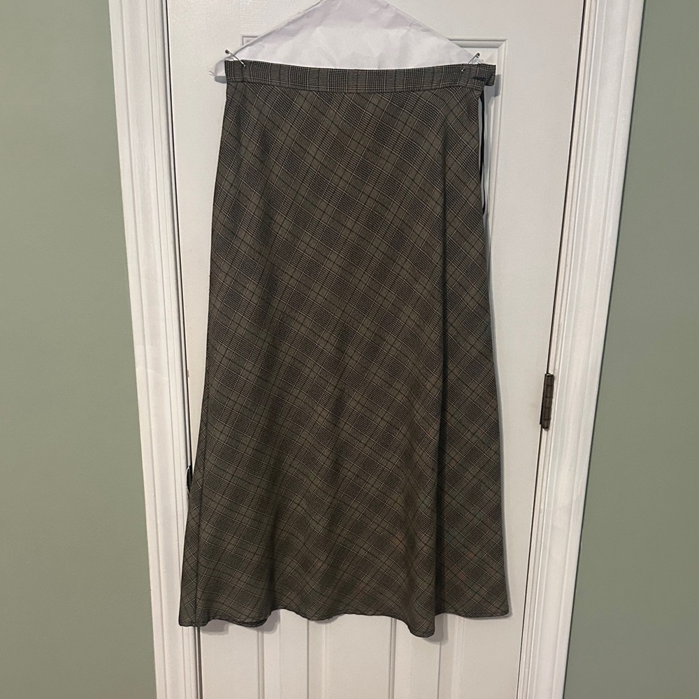 Connected Apparel Brown Plaid A-Line Skirt